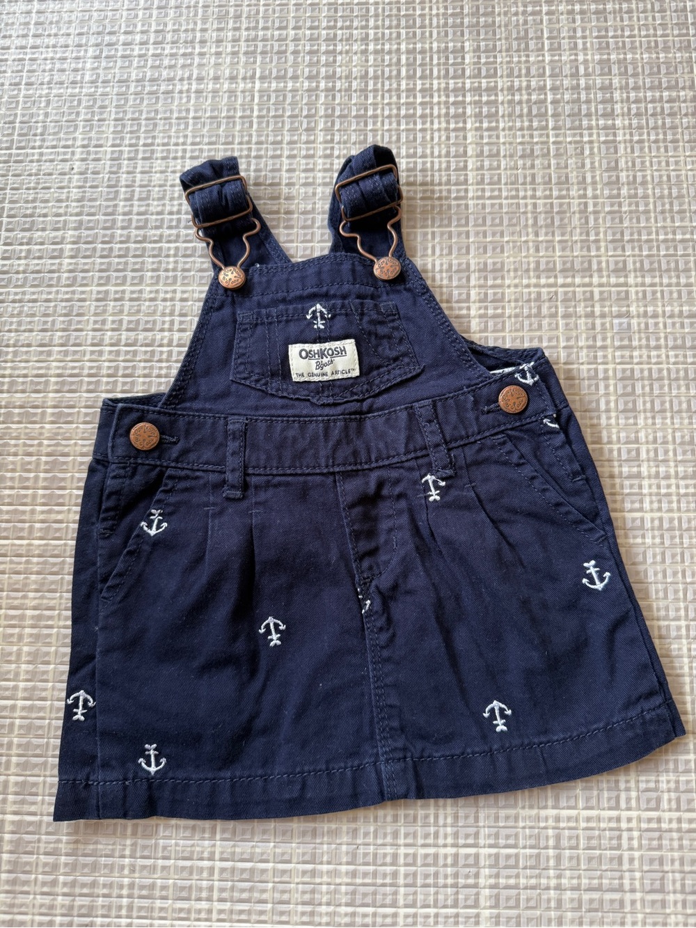 OshKosh B'gosh Navy Anchor Embroidered Overall Skirt